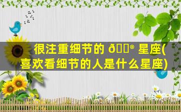 很注重细节的 💮 星座(喜欢看细节的人是什么星座)